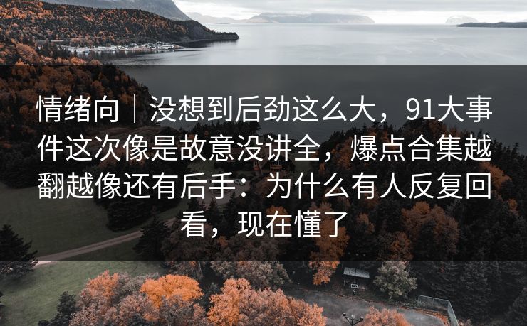 情绪向｜没想到后劲这么大，91大事件这次像是故意没讲全，爆点合集越翻越像还有后手：为什么有人反复回看，现在懂了